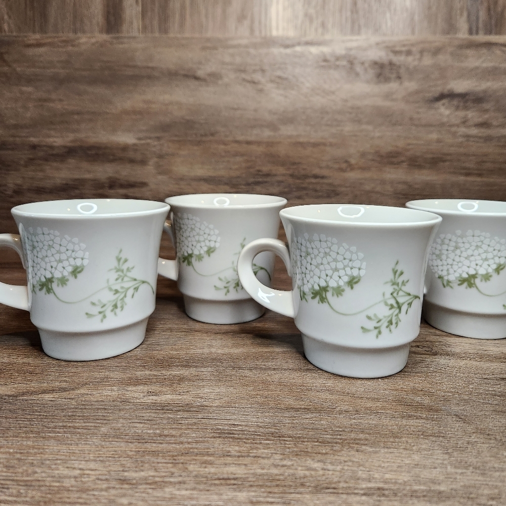 Noritake Stoneware "Softly" Tea Cups - B962 - Set Of 4 - Flower Rare Vintage